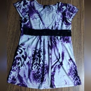 Girls Beautiful Purple/White Animal Print Blouse
